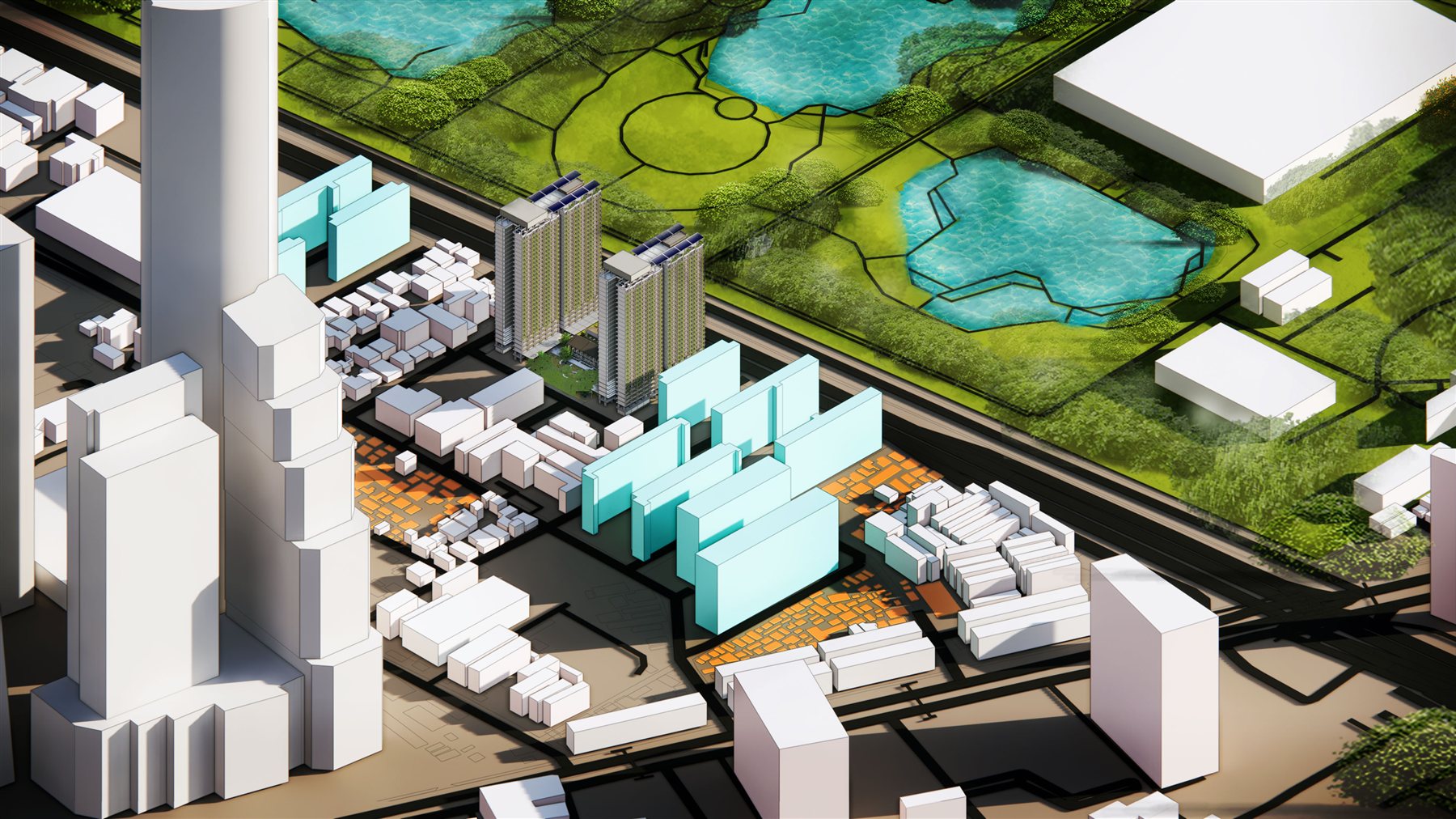 Social Housing — aerial massing model