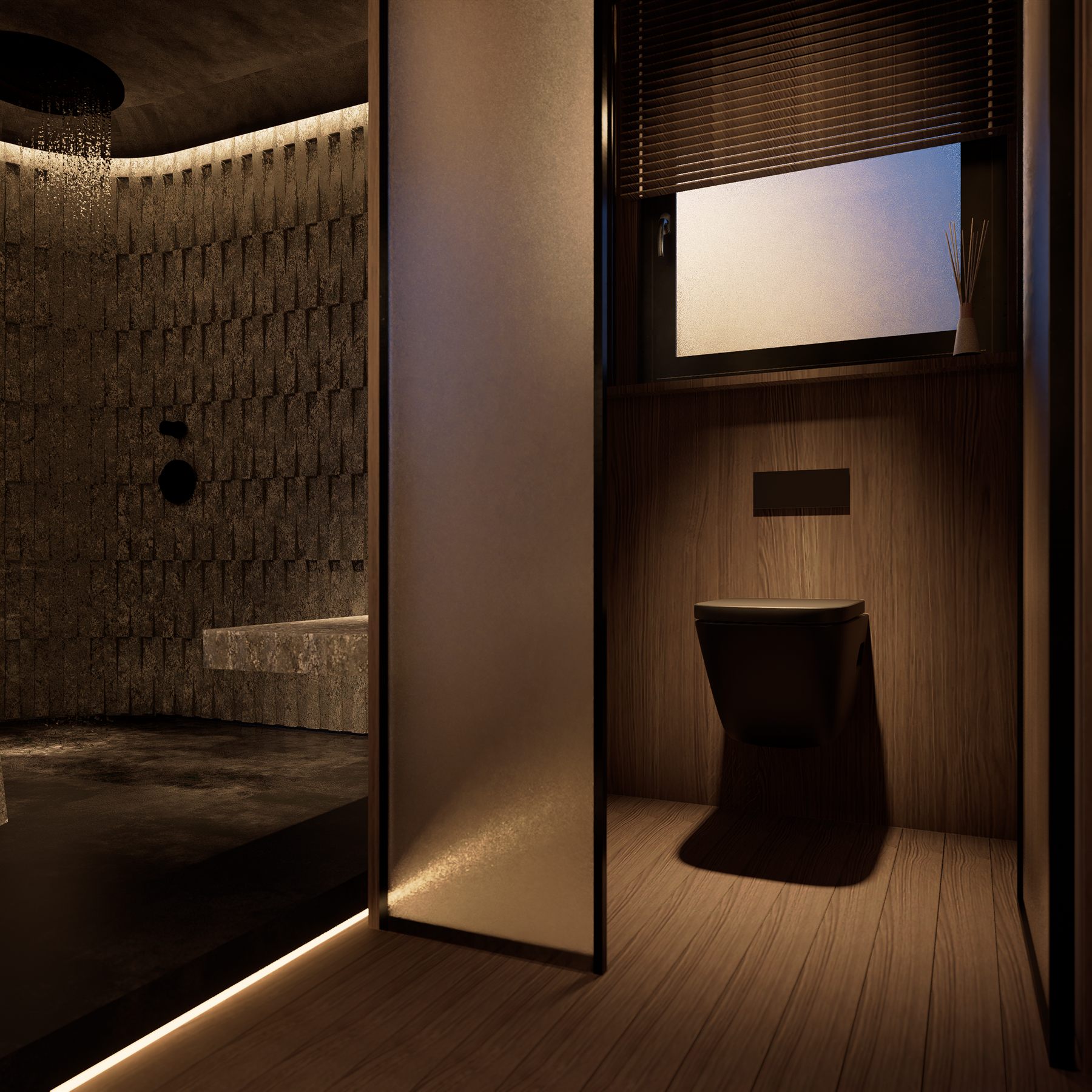Bathroom — WC and rain shower zone