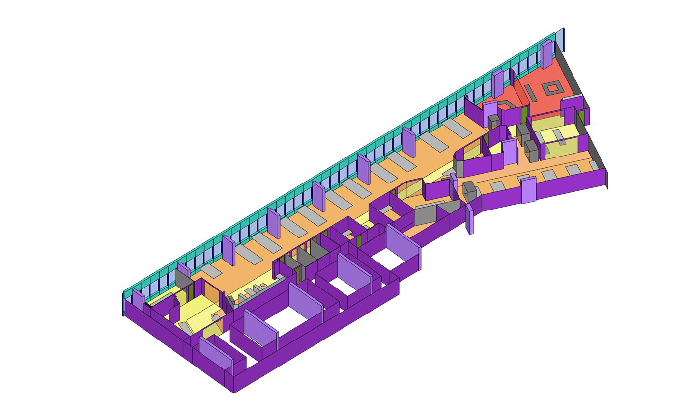 BIM isometric model — office layout and systems coordination
